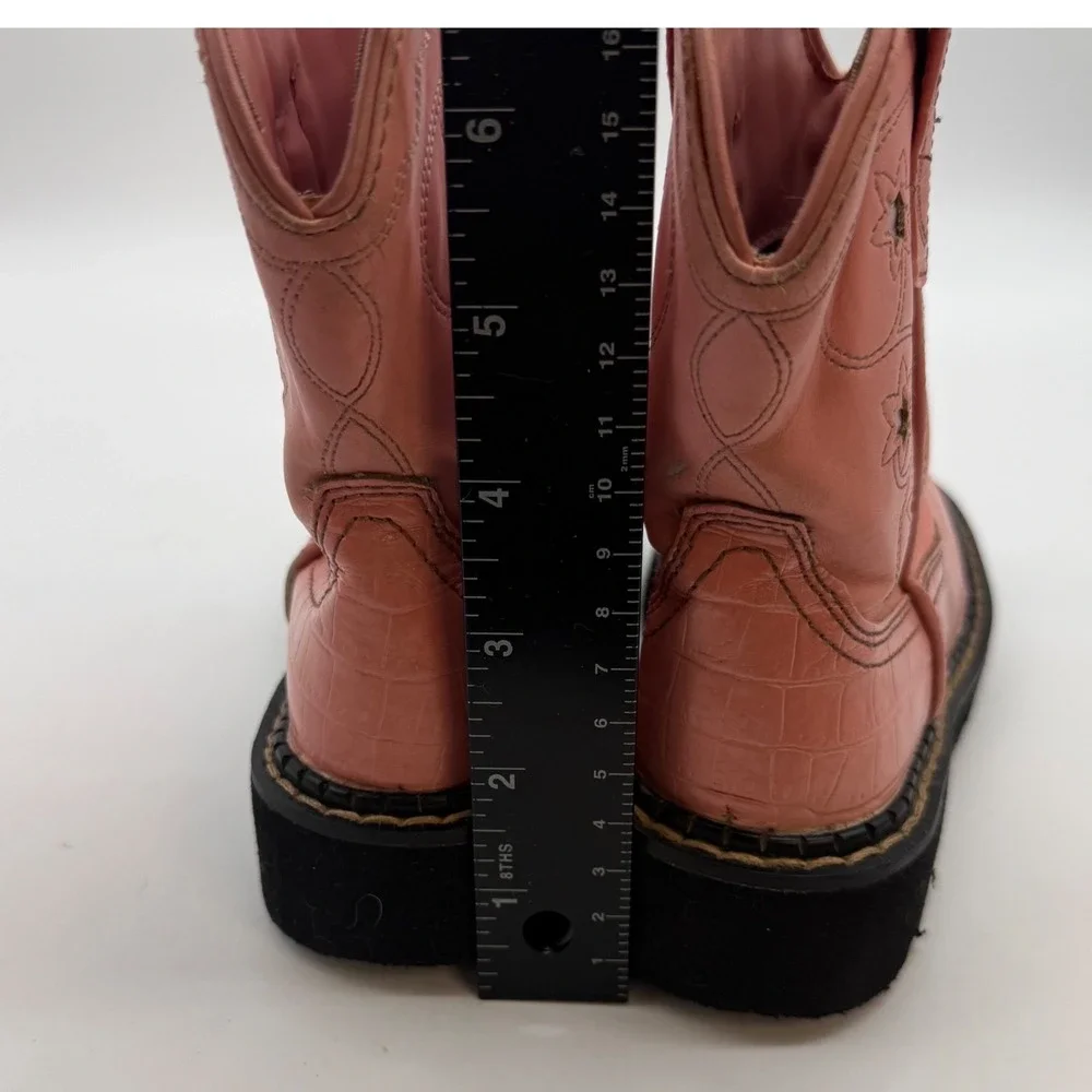 Roper Kids Pink Croc Embossed Star Western Cowboy Boots Size 11 09-018-1530-1505